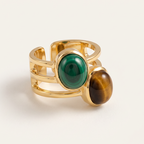 Batu Dual Power Ring | Malachite & Tiger Eye