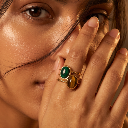 Batu Dual Power Ring | Malachite & Tiger Eye
