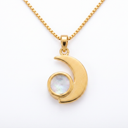 Batu Lunar Necklace | Rainbow Moonstone
