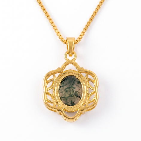 Batu Fern Necklace | Moss Agate