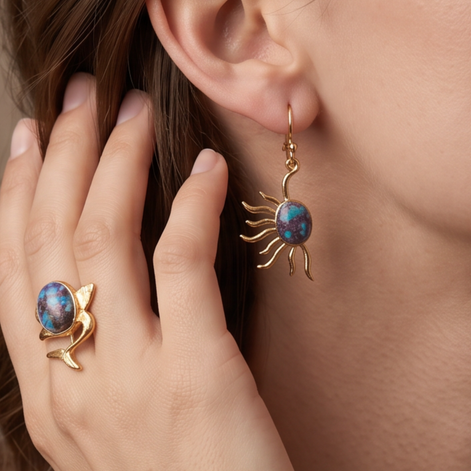 Batu Power of Sun Earrings | Mohave Turquoise