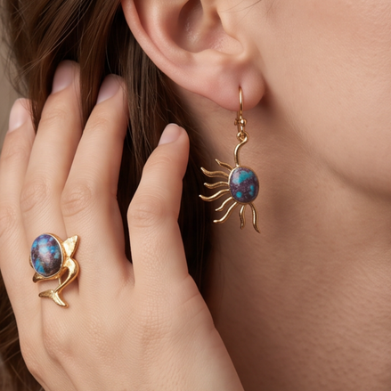 Batu Power of Sun Earrings | Mohave Turquoise