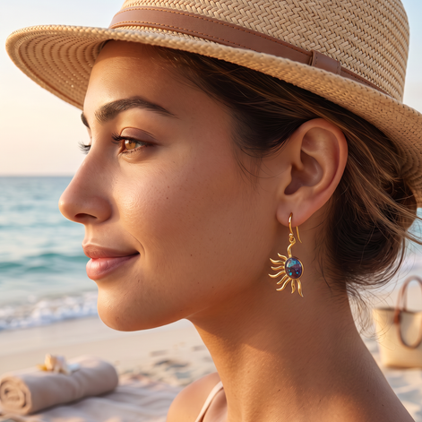 Batu Power of Sun Earrings | Mohave Turquoise