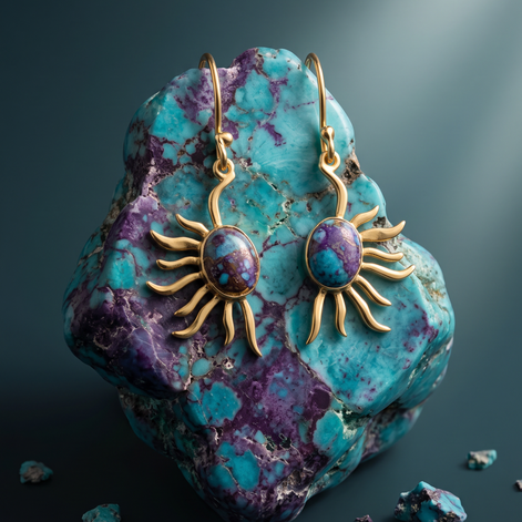 Batu Power of Sun Earrings | Mohave Turquoise
