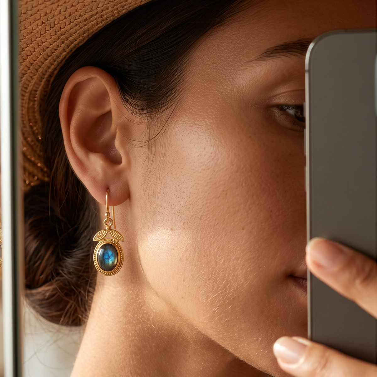 Batu Leaf Earrings | Labradorite