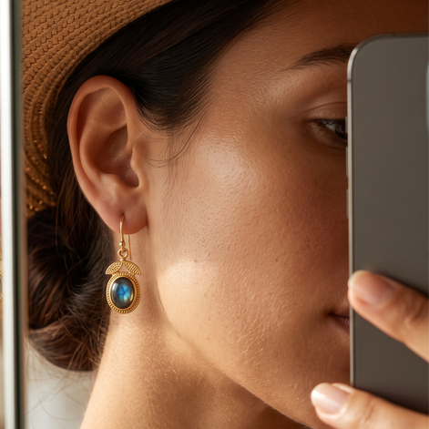 Batu Leaf Earrings | Labradorite