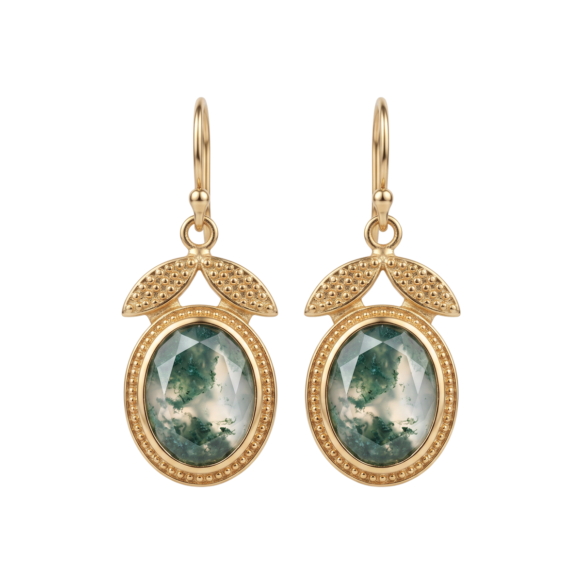 Batu Leaf Earrings | Moss Agate