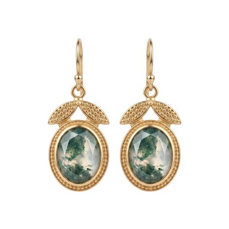 Batu Leaf Earrings | Moss Agate