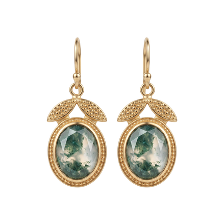 Batu Leaf Earrings | Moss Agate