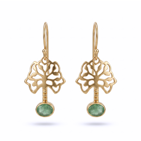 Batu Tree of Life Earrings | Green Aventurine