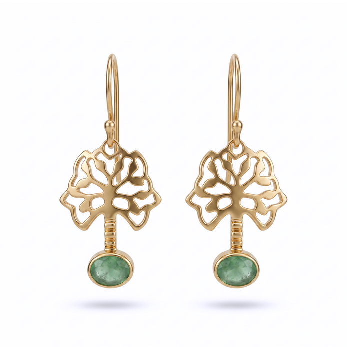 Batu Tree of Life Earrings | Green Aventurine