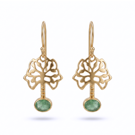 Batu Tree of Life Earrings | Green Aventurine