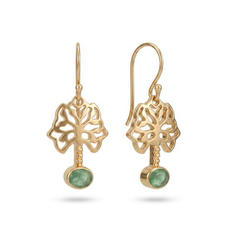 Batu Tree of Life Earrings | Green Aventurine
