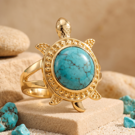 Batu Tortoise Ring | Natural Turquoise