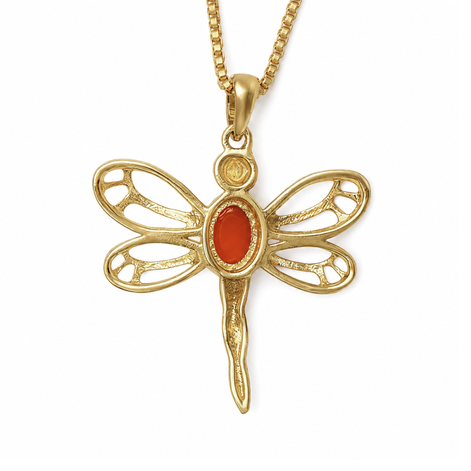 Batu Dragonfly Necklace | Red Onyx