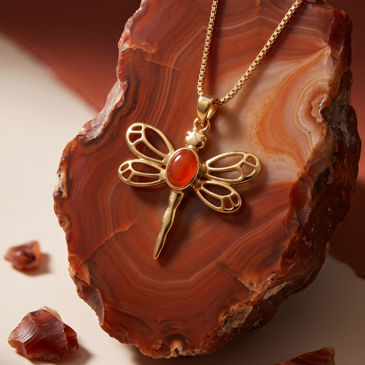 Batu Dragonfly Necklace | Red Onyx