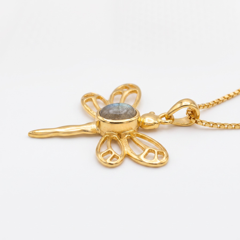 Batu Dragonfly Necklace | Labradorite