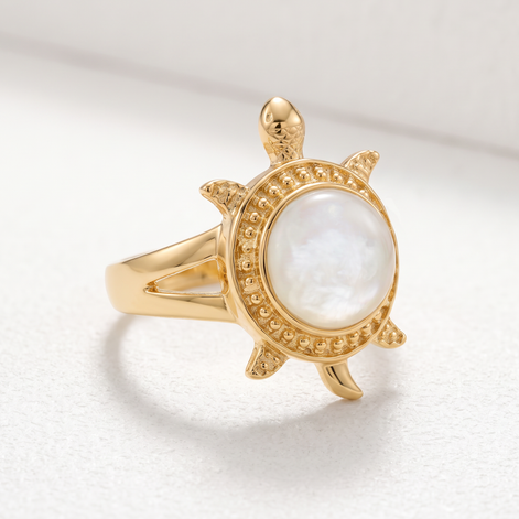Batu Tortoise Ring | Mother of Pearl