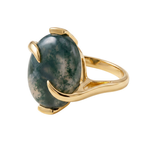 Batu Halo Ring | Moss Agate