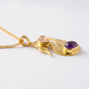Batu's Lucky Swan Necklace | Amethyst & Rose Quartz
