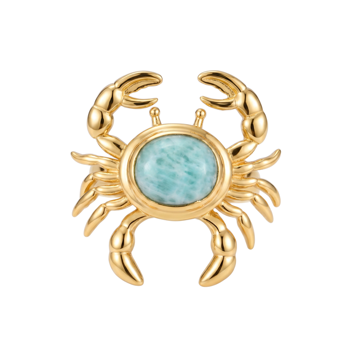 Golden Crab Ring | Amazonite