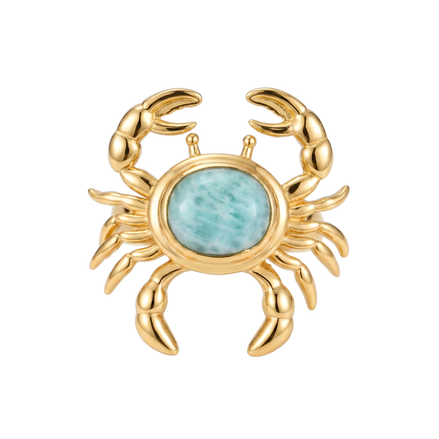 Golden Crab Ring | Amazonite