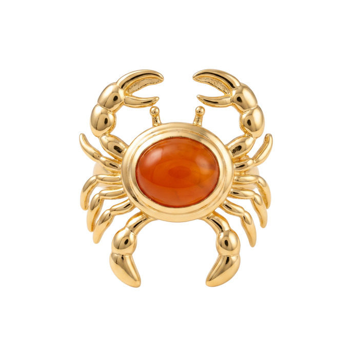 Golden Crab Ring | Red Onyx