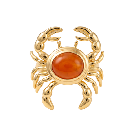 Golden Crab Ring | Red Onyx