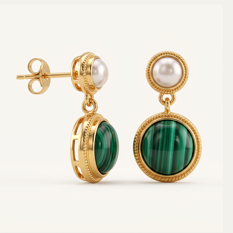 Batu Pearl Drops | Malachite & Mother of Pearl