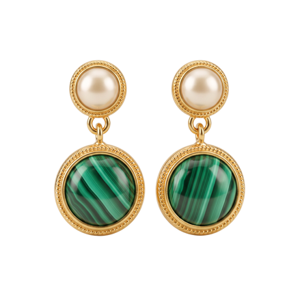 Batu Pearl Drops | Malachite & Mother of Pearl