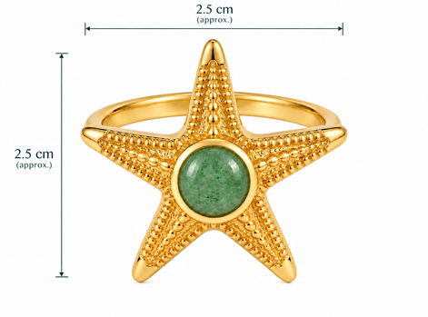Batu Star fish Ring | Green Aventurine