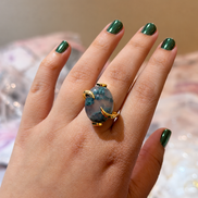 Batu Halo Ring | Moss Agate