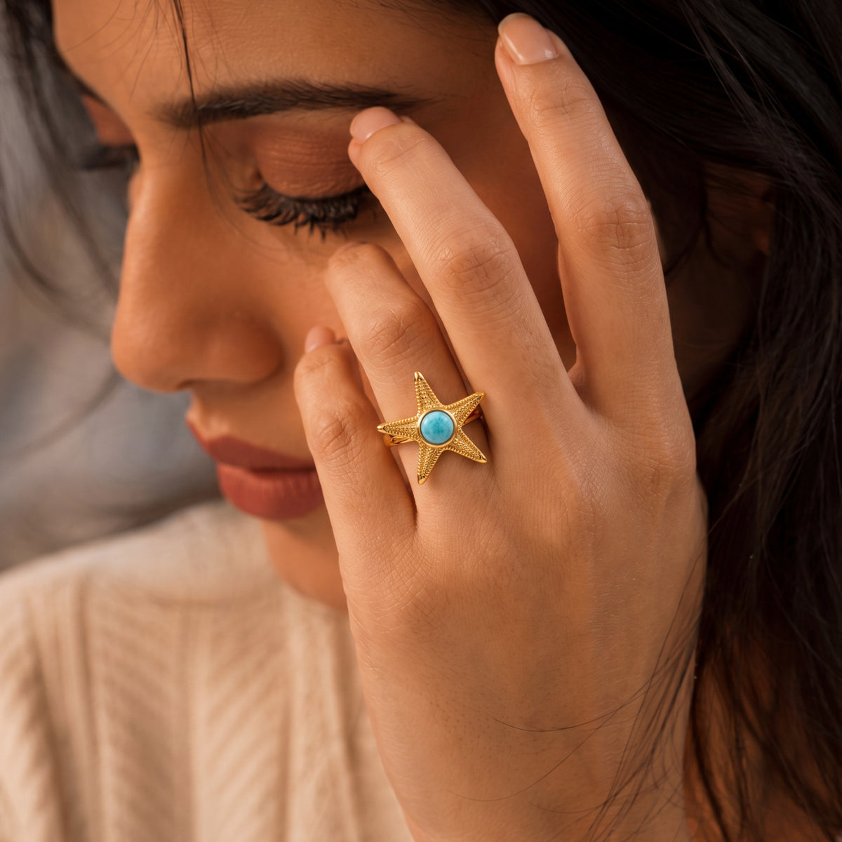 Batu Starfish Ring | Larimar