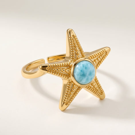 Batu Starfish Ring | Larimar