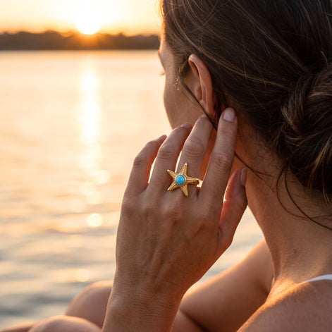 Batu Starfish Ring | Larimar
