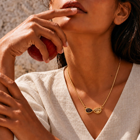 Batu Infinity Necklace | Smoky Quartz & Citrine