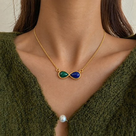 Batu Infinity Necklace | Lapis Lazuli & Malachite