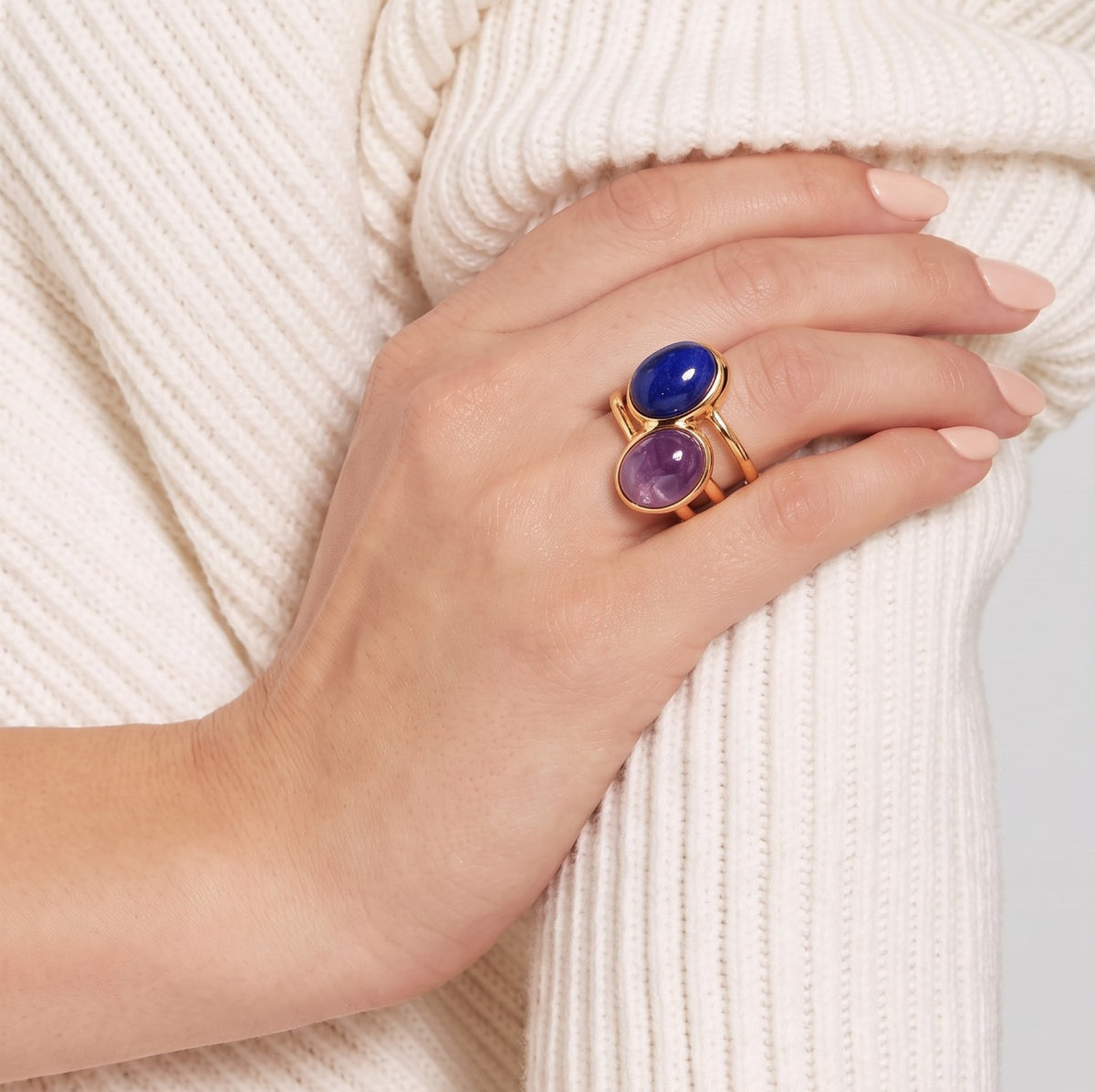 Batu Dual Power Ring | Amethyst & Lapis Lazuli