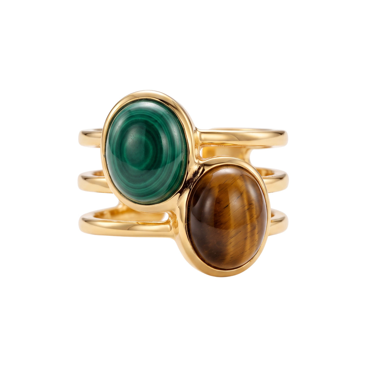 Batu Dual Power Ring | Malachite & Tiger Eye