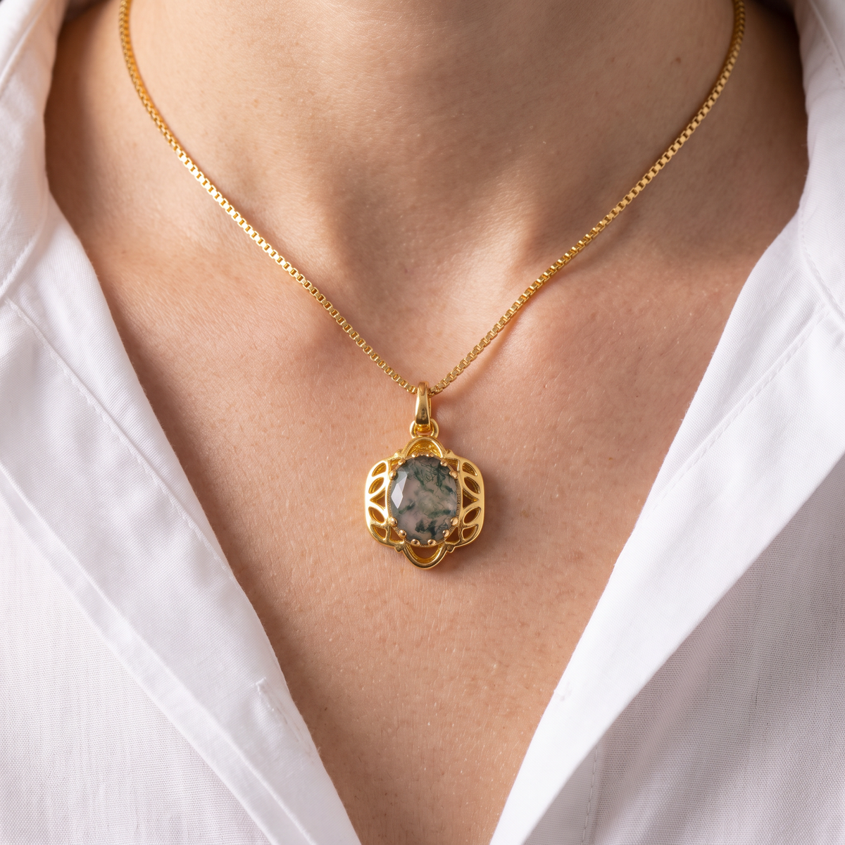 Batu Fern Necklace | Moss Agate