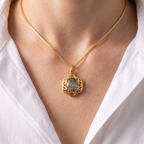 Batu Fern Necklace | Moss Agate