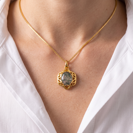 Batu Fern Necklace | Moss Agate