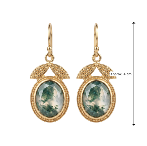 Batu Leaf Earrings | Moss Agate