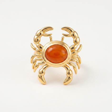 Batu Golden Crab Ring Red Onyx