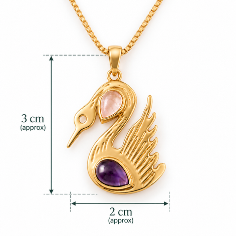 Batu's Lucky Swan Necklace | Amethyst & Rose Quartz